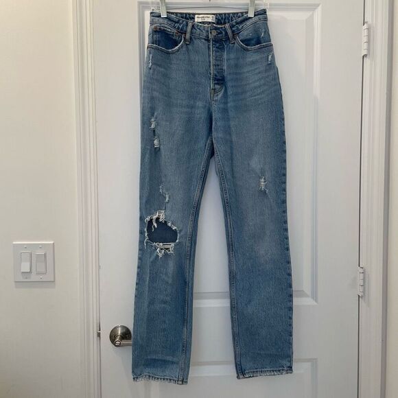 Abercrombie & Fitch The Dad High Rise Curve Love Jeans Size 0L - Picture 2 of 5
